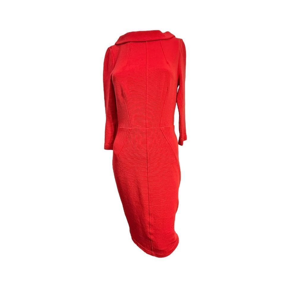 Boden Red Long Sleeve Knee-Length Sheath Dress - Picture 2 of 7